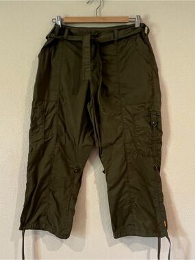 Lucy Activewear Women's Olive Green Cargo Capri Pants size 10